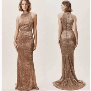BHLDN Bronx and Banco Moon Gown Size Small Bronze Sequin Sleeveless Gown